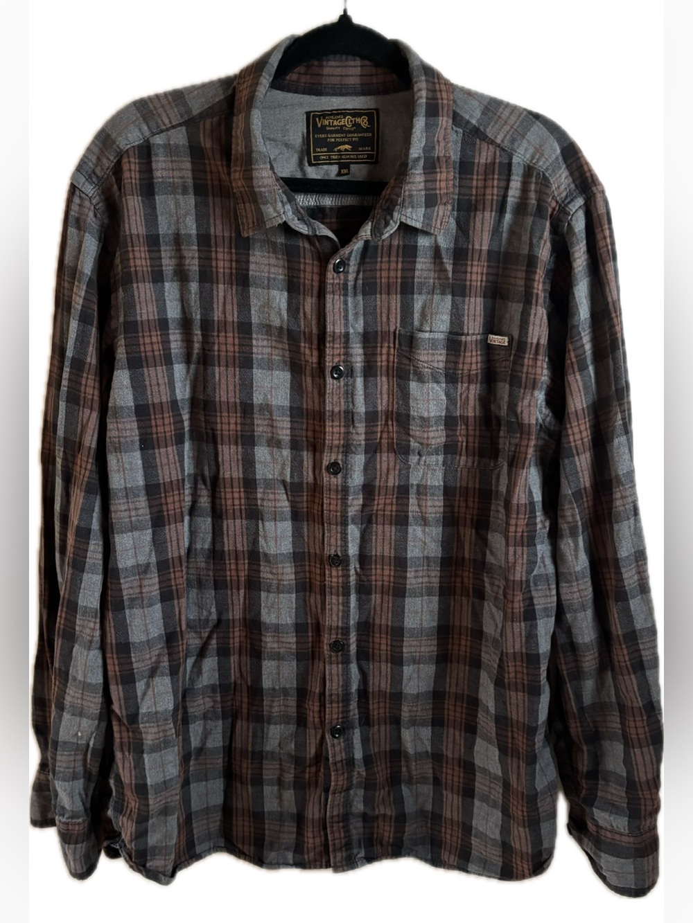Jack and Jones Men's Brown & Gray Cotton Plaid Button-Up Shirt